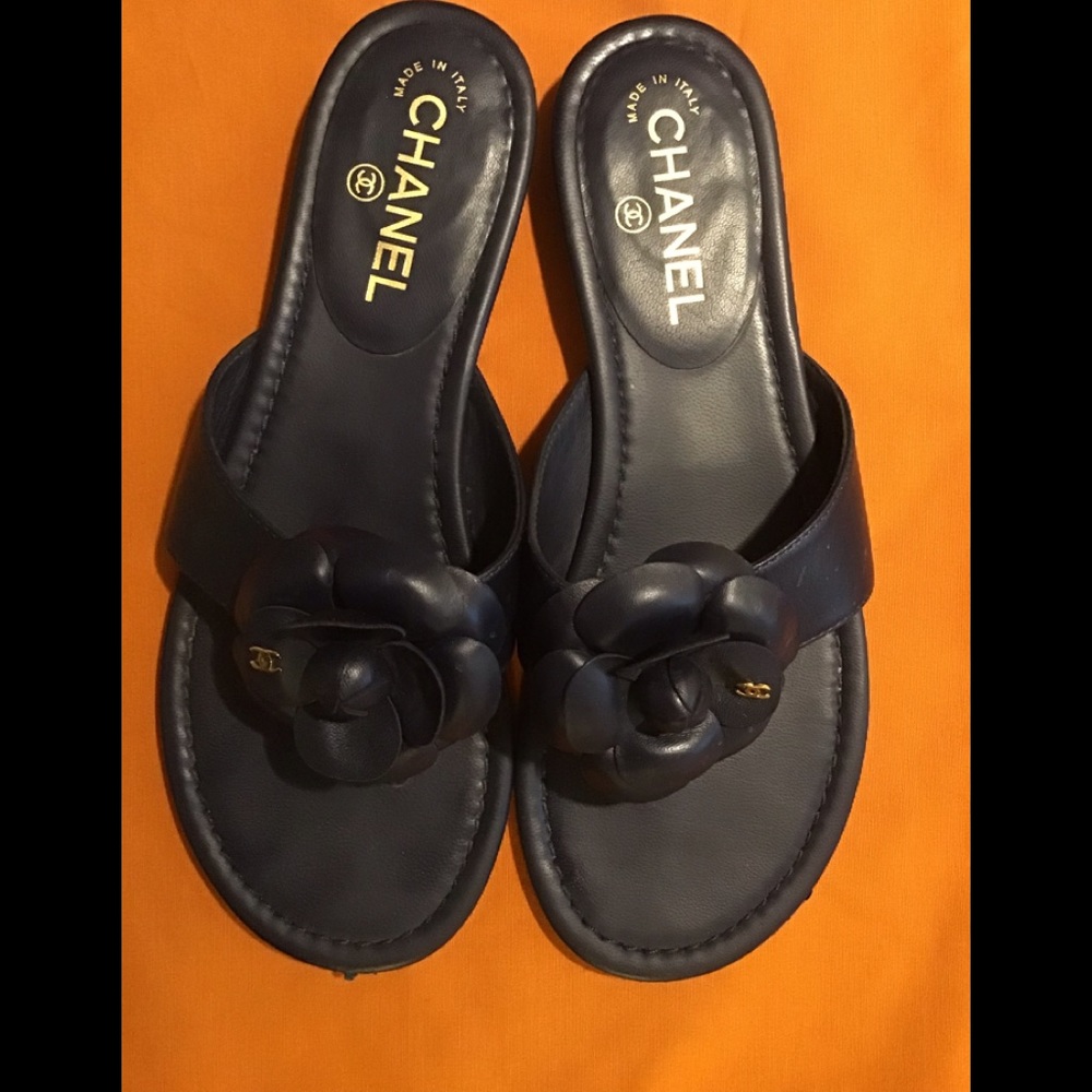 Authentic Chanel Camellia Flower Sandals